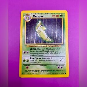 POKÉMON METAPOD CARD; 54/102; Grass Type; Perfect Condition.